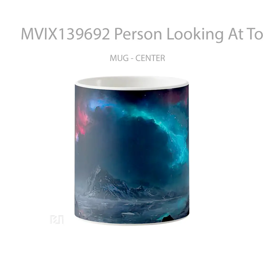 Mug Person Looking At Tower Scenery In The Mountains Artwork Gelas Pemandangan Alam