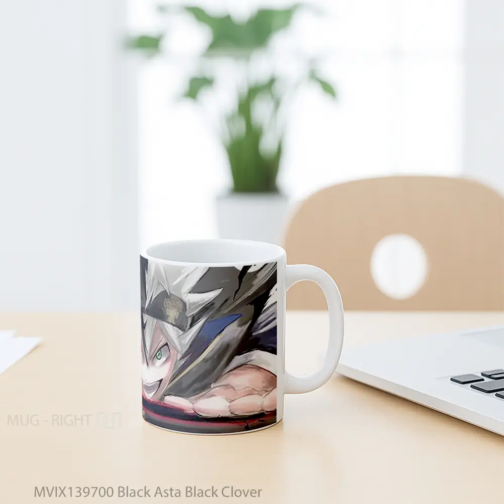 Mug Black Asta Black Clover Gelas Keramik Unik - All-side / Desain