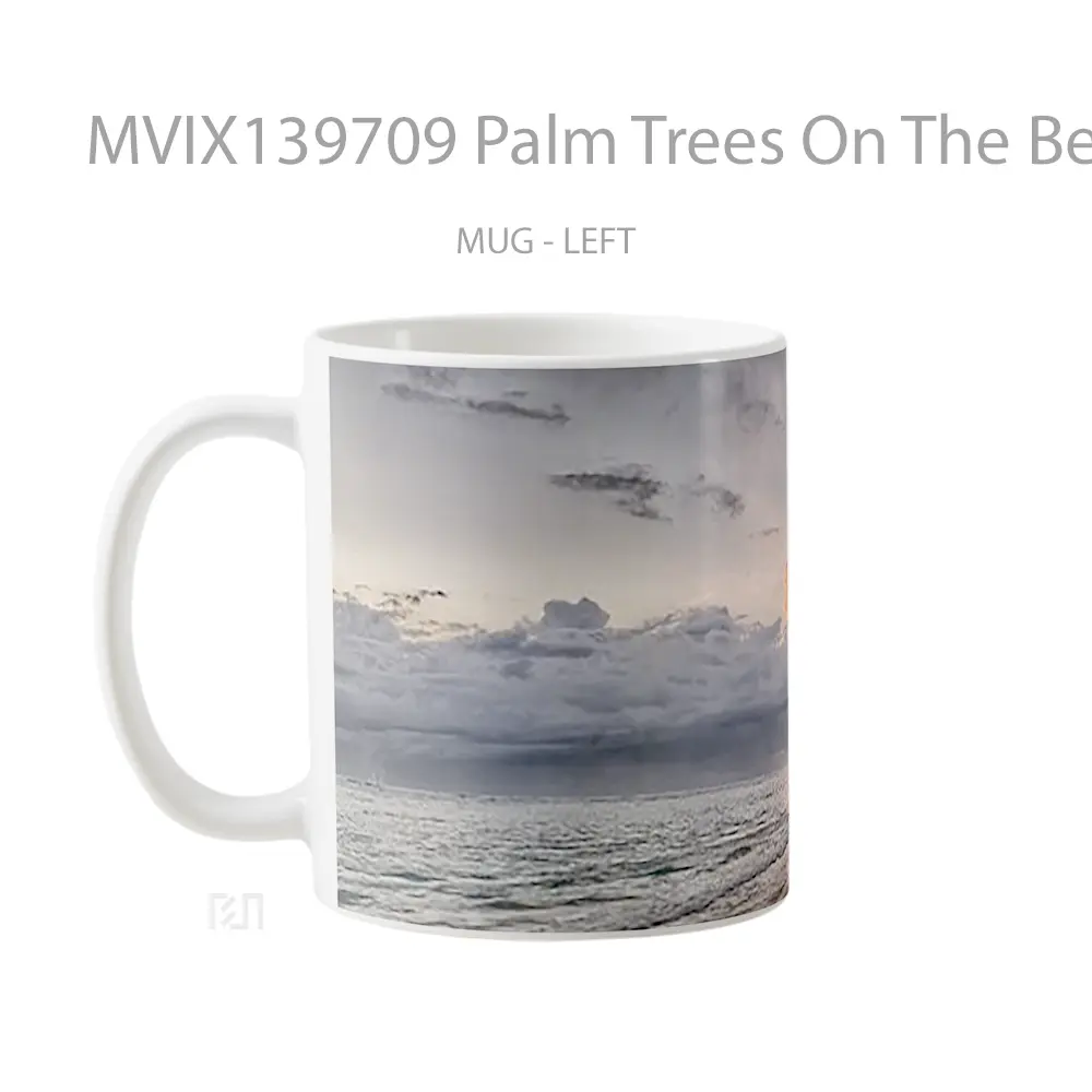 Mug Palm Trees On The Beach Gelas Pemandangan Alam - All-side / Desain