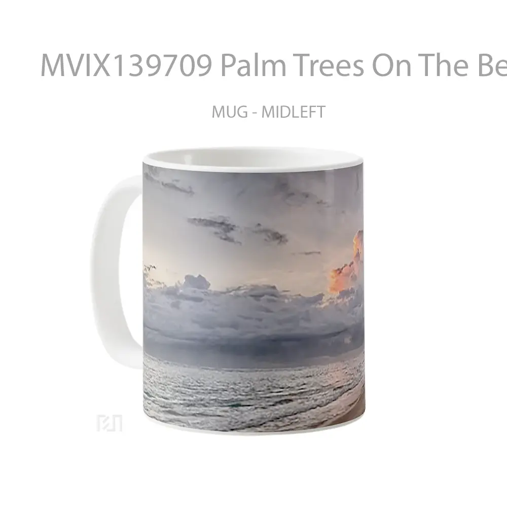 Mug Palm Trees On The Beach Gelas Pemandangan Alam - All-side / Desain