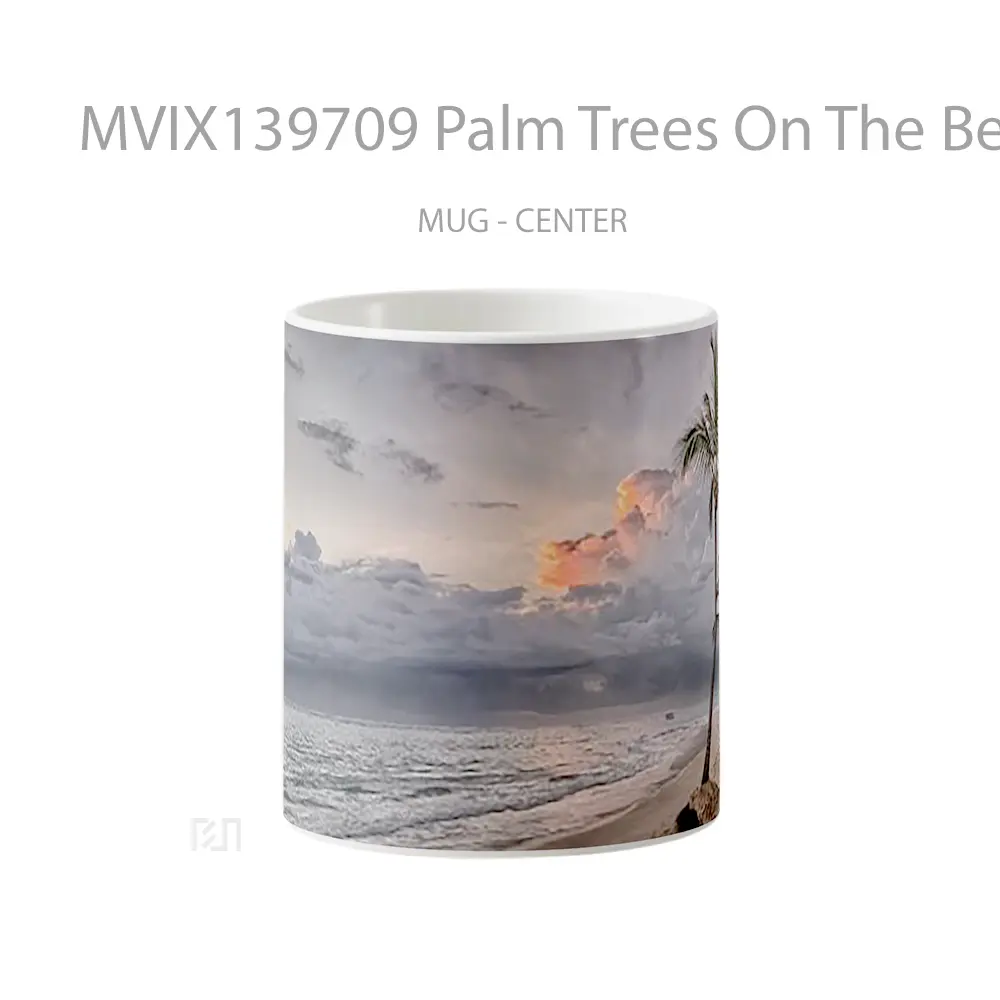 Mug Palm Trees On The Beach Gelas Pemandangan Alam