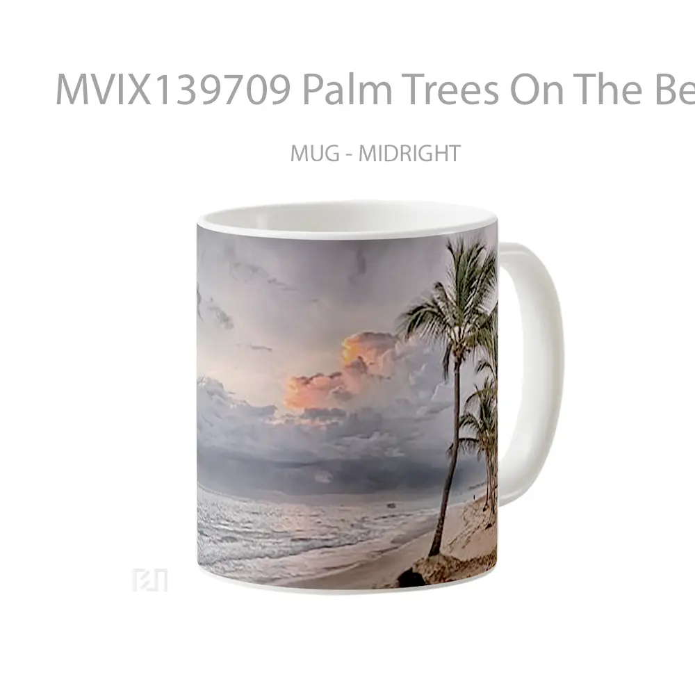 Mug Palm Trees On The Beach Gelas Pemandangan Alam - All-side / Desain