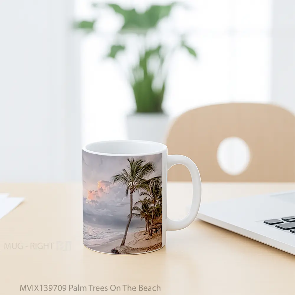 Mug Palm Trees On The Beach Gelas Pemandangan Alam - All-side / Desain