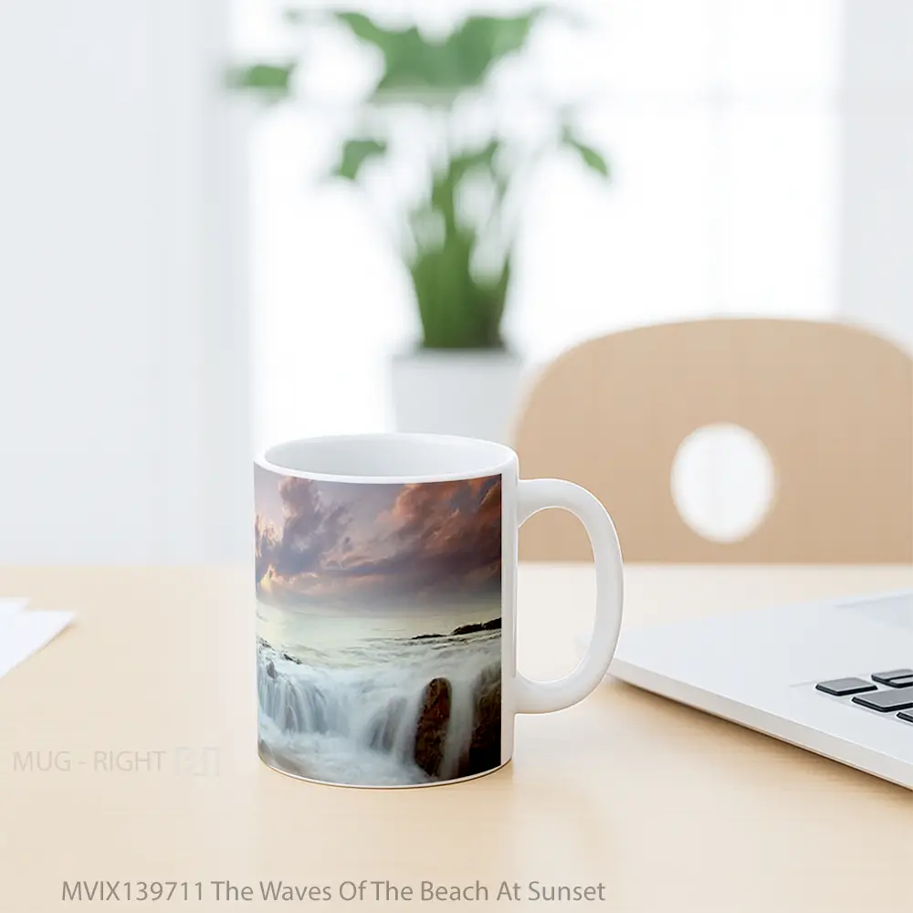 Mug The Waves Of The Beach At Sunset Gelas Pemandangan Alam - All-side / Desain