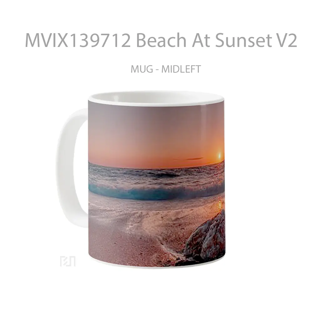Mug Beach At Sunset V2 Gelas Pemandangan Alam - All-side / Desain