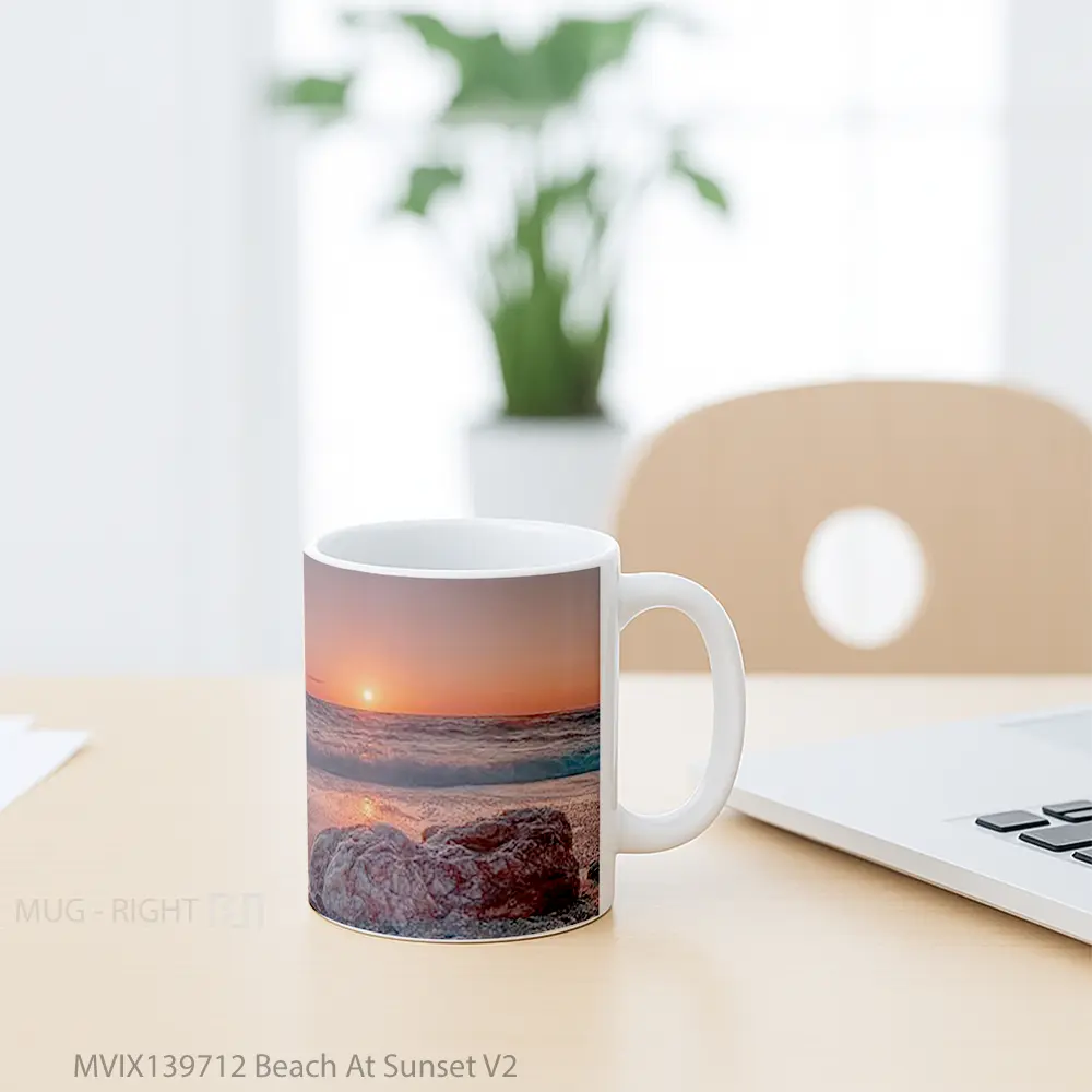 Mug Beach At Sunset V2 Gelas Pemandangan Alam - All-side / Desain