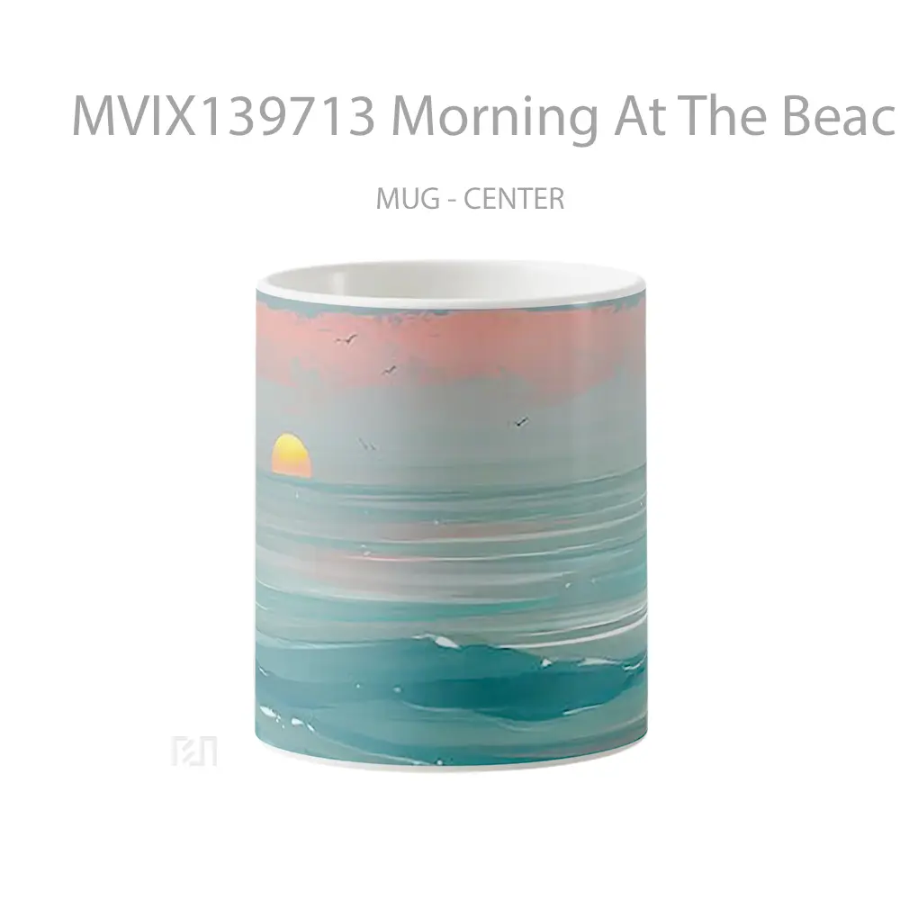 Mug Morning At The Beach Minimal Art Gelas Pemandangan Alam