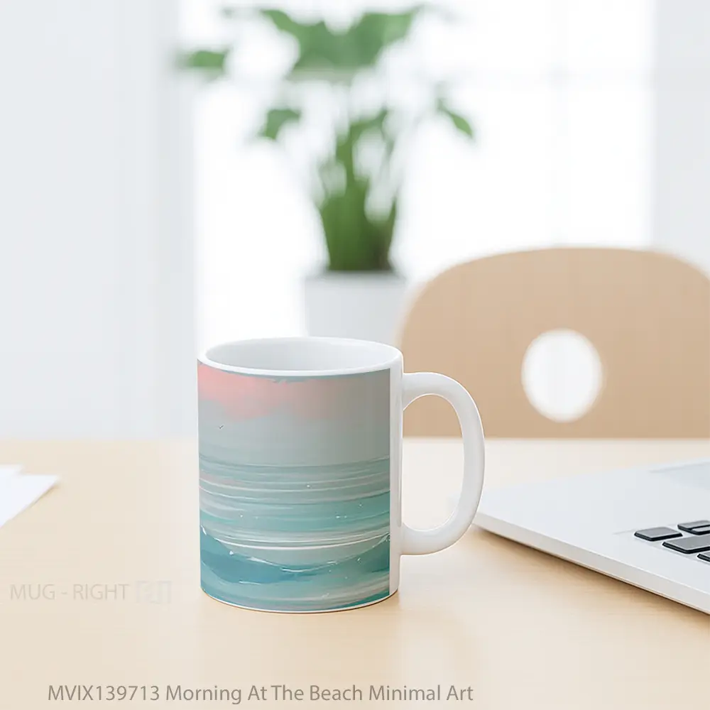 Mug Morning At The Beach Minimal Art Gelas Pemandangan Alam - All-side / Desain