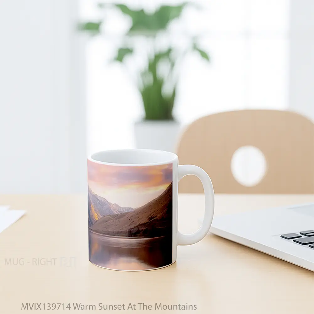 Mug Warm Sunset At The Mountains Gelas Pemandangan Alam - All-side / Desain