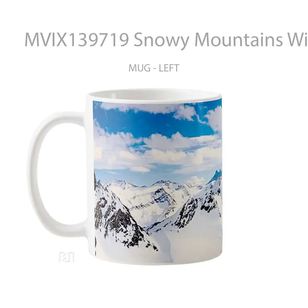 Mug Snowy Mountains Winterr Gelas Pemandangan Alam - All-side / Desain