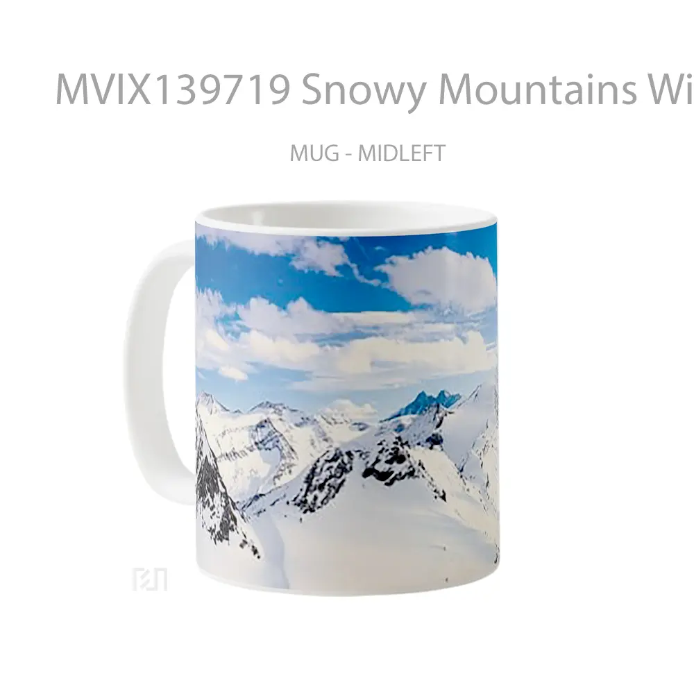Mug Snowy Mountains Winterr Gelas Pemandangan Alam - All-side / Desain