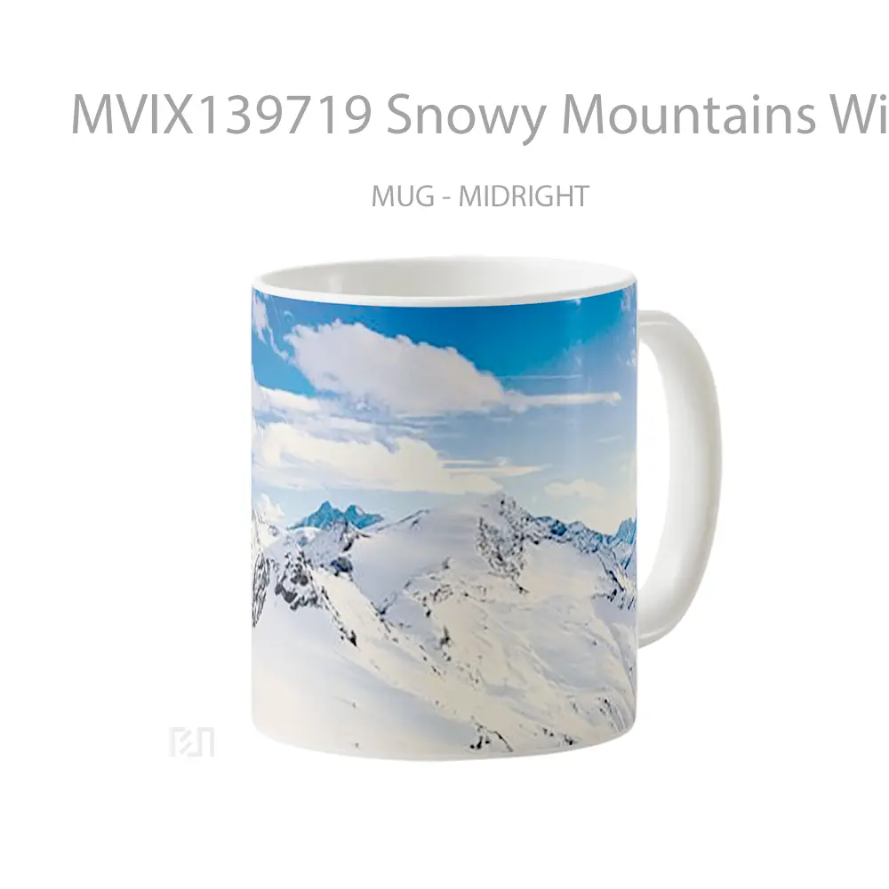 Mug Snowy Mountains Winterr Gelas Pemandangan Alam - All-side / Desain