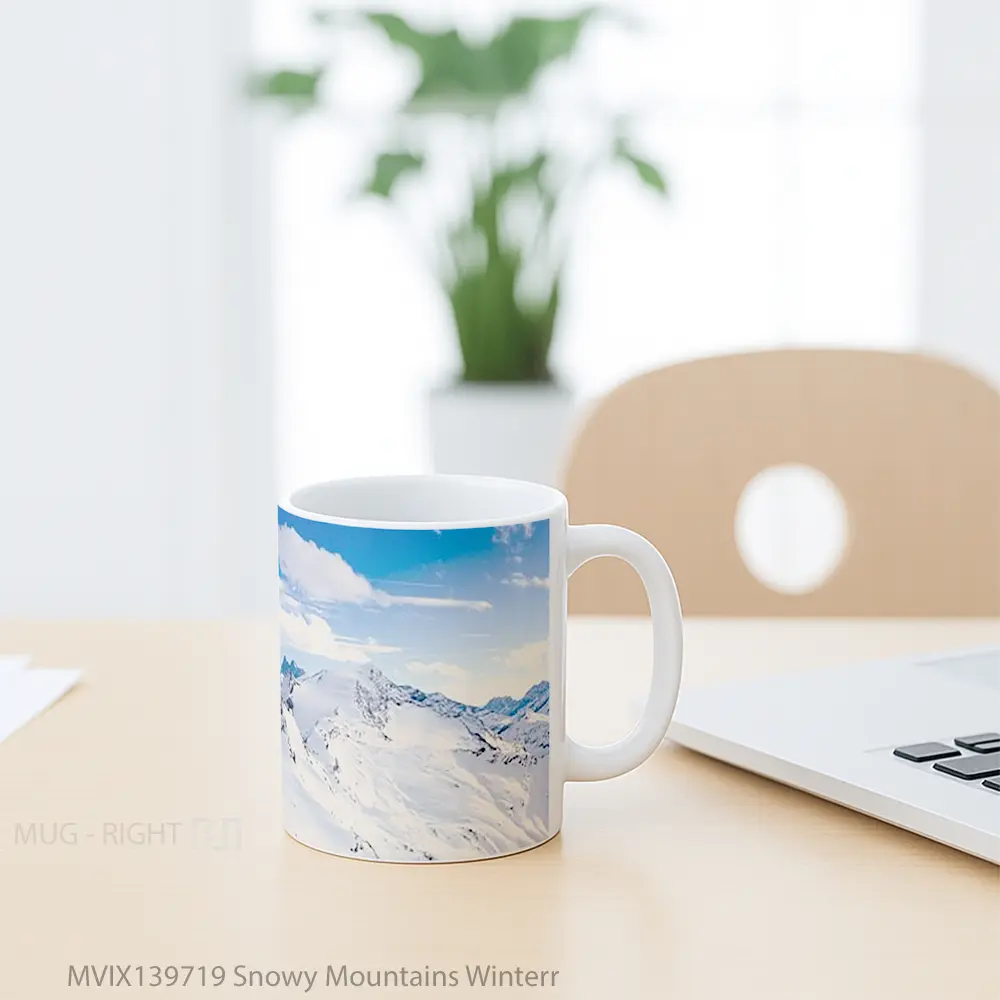 Mug Snowy Mountains Winterr Gelas Pemandangan Alam - All-side / Desain