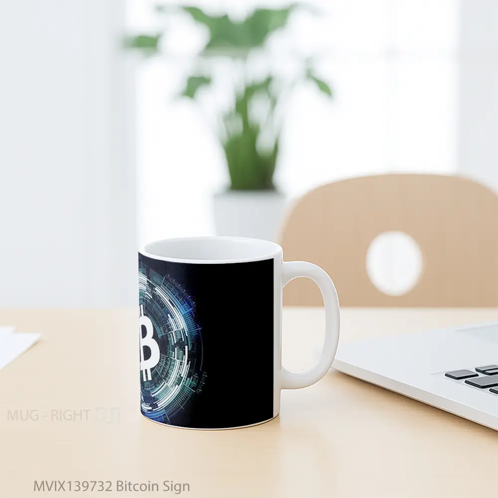Mug Bitcoin Sign Gelas Keramik Unik - All-side / Desain