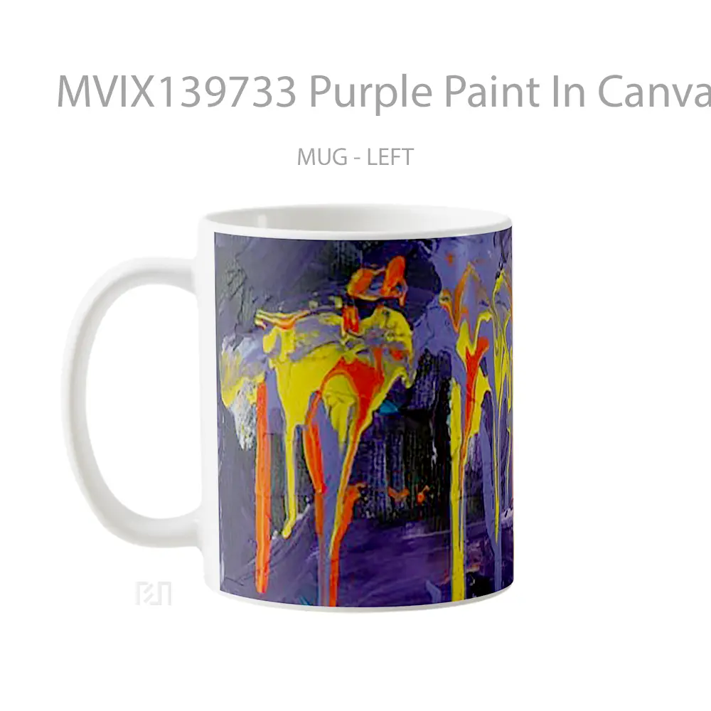 Mug Purple Paint In Canvas Gelas Keramik Unik - All-side / Desain