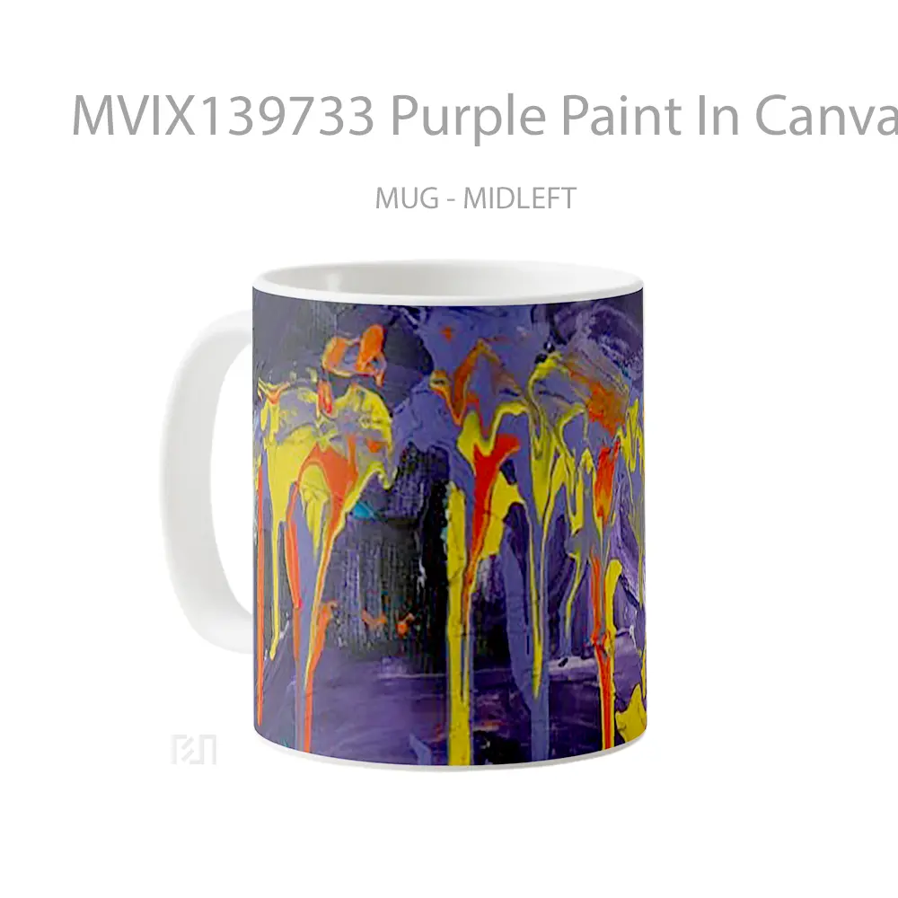 Mug Purple Paint In Canvas Gelas Keramik Unik - All-side / Desain