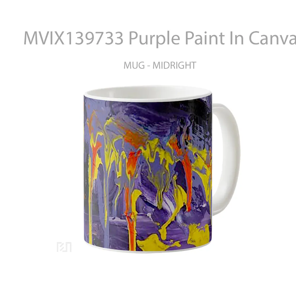 Mug Purple Paint In Canvas Gelas Keramik Unik - All-side / Desain