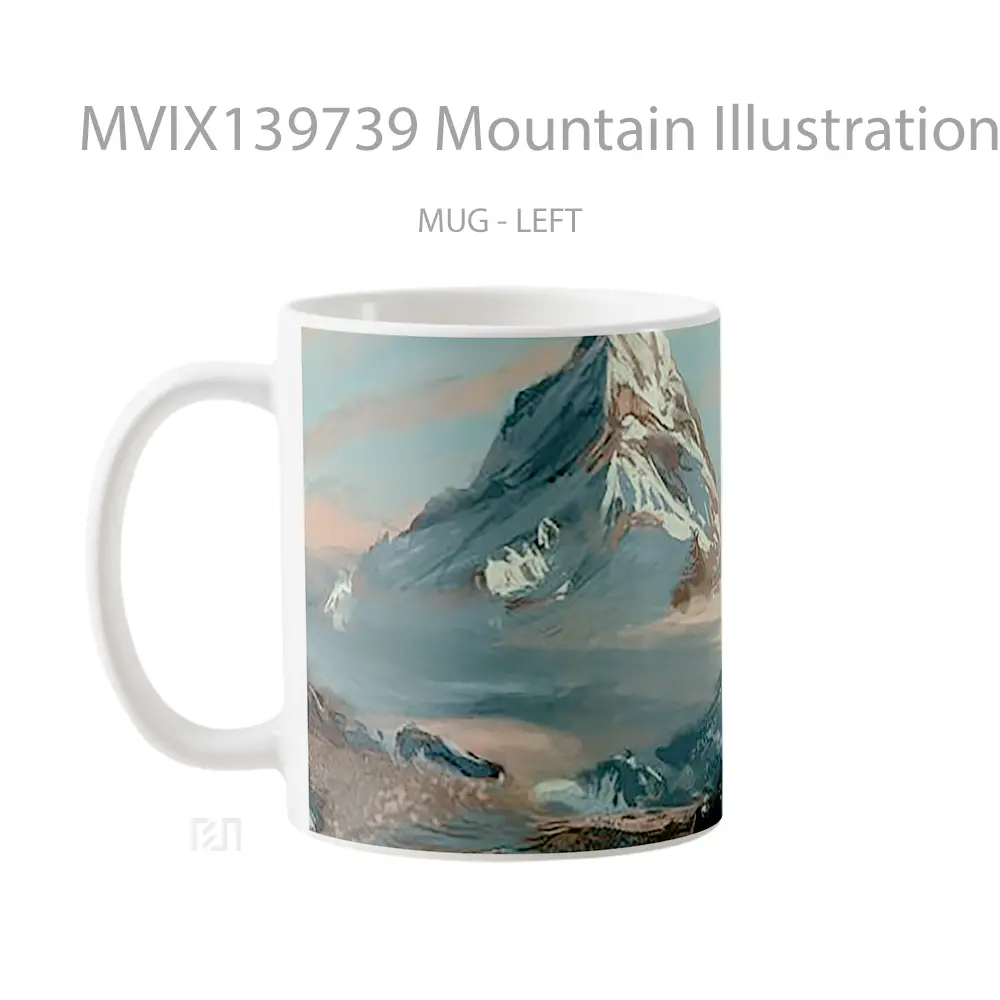 Mug Mountain Illustration Gelas Pemandangan Alam - All-side / Desain
