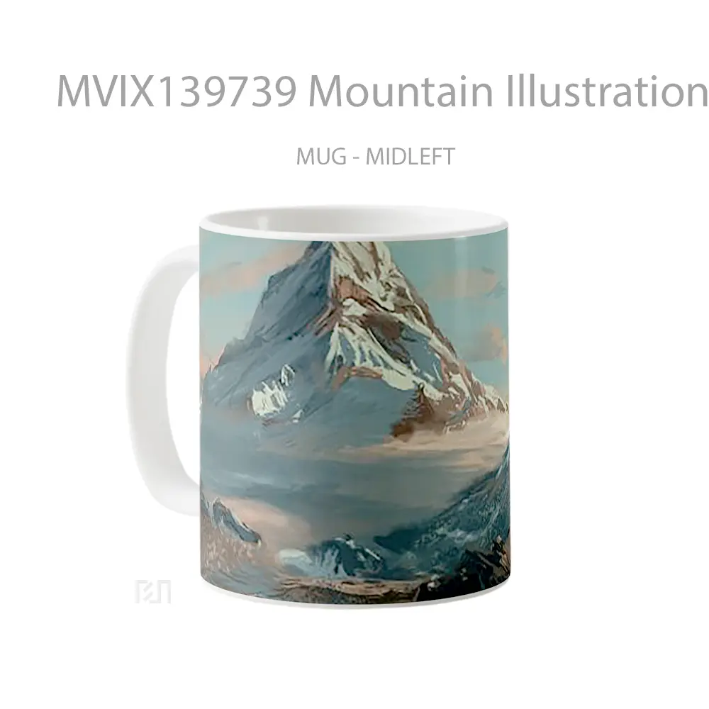 Mug Mountain Illustration Gelas Pemandangan Alam - All-side / Desain
