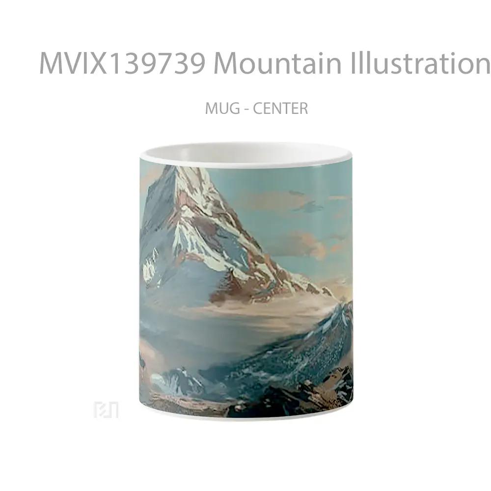 Mug Mountain Illustration Gelas Pemandangan Alam