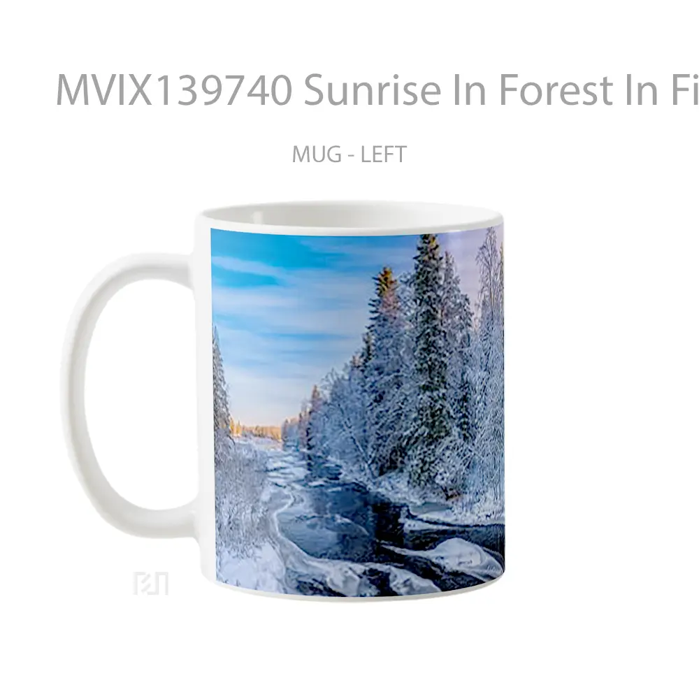Mug Sunrise In Forest In Finland Gelas Pemandangan Alam - All-side / Desain