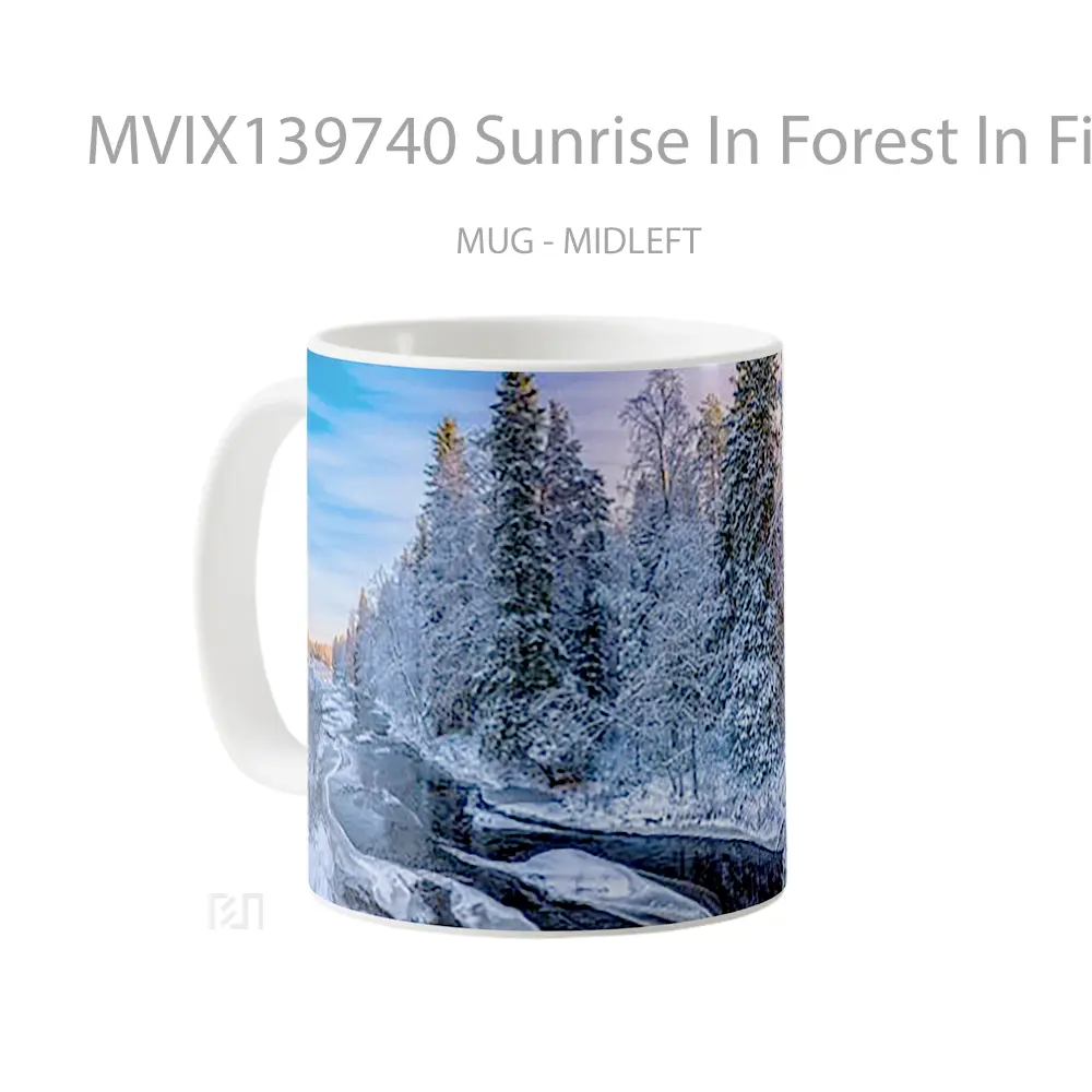 Mug Sunrise In Forest In Finland Gelas Pemandangan Alam - All-side / Desain
