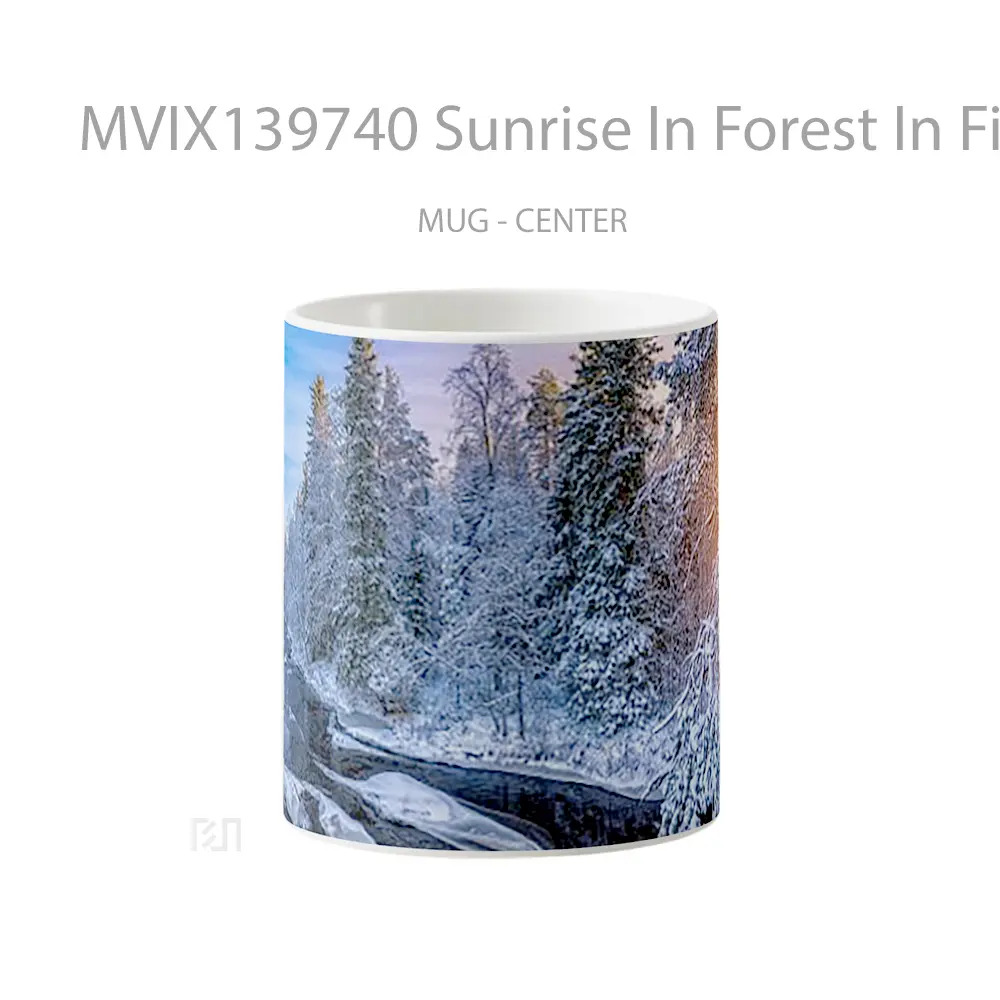 Mug Sunrise In Forest In Finland Gelas Pemandangan Alam
