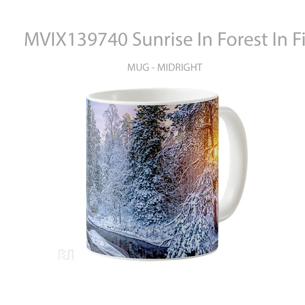 Mug Sunrise In Forest In Finland Gelas Pemandangan Alam - All-side / Desain