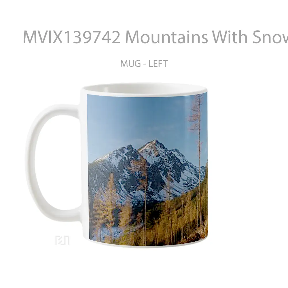 Mug Mountains With Snow And Trees Gelas Pemandangan Alam - All-side / Desain