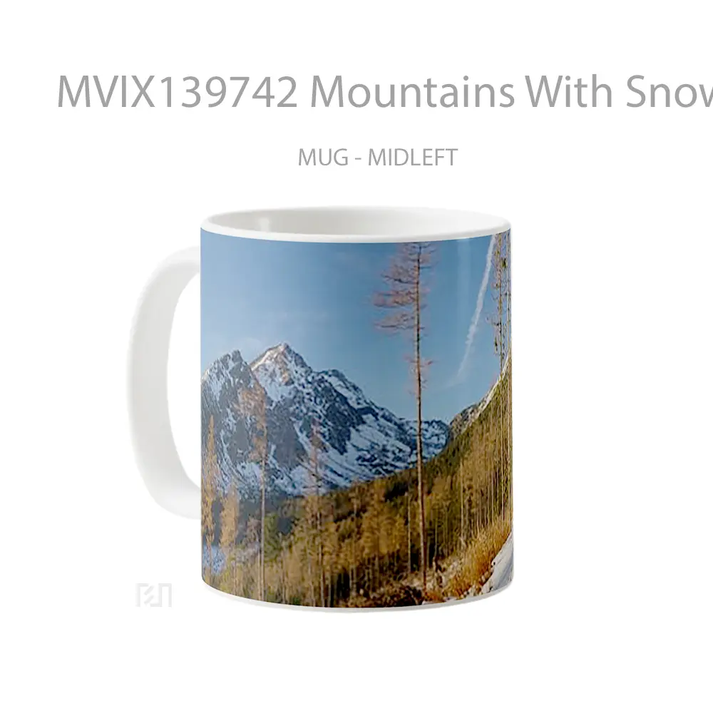 Mug Mountains With Snow And Trees Gelas Pemandangan Alam - All-side / Desain