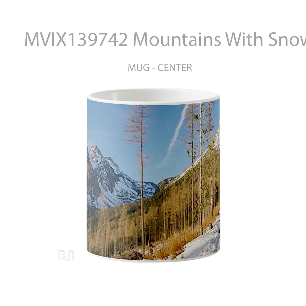 Mug Mountains With Snow And Trees Gelas Pemandangan Alam
