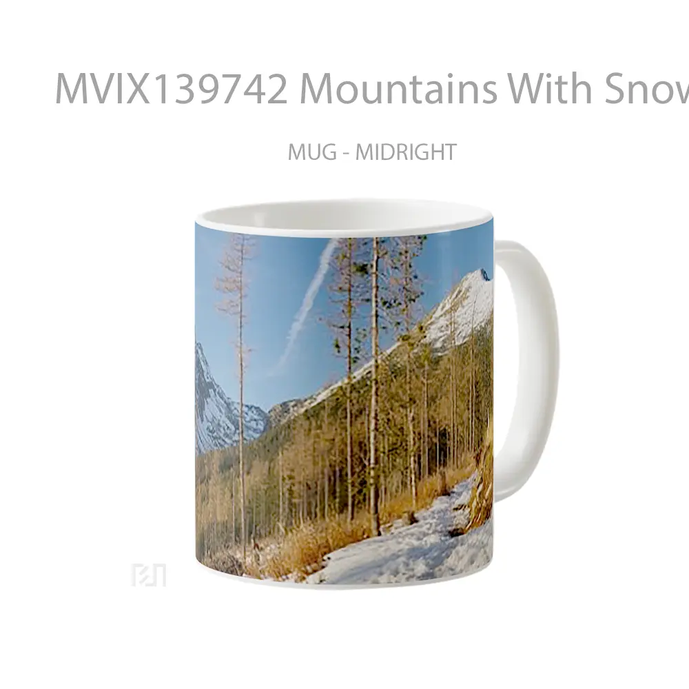 Mug Mountains With Snow And Trees Gelas Pemandangan Alam - All-side / Desain