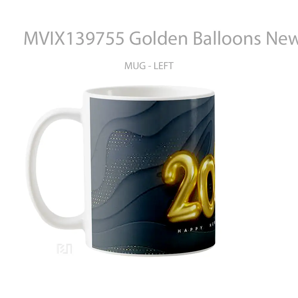Mug Golden Balloons New Year 2021 Gelas Keramik Unik - All-side / Desain