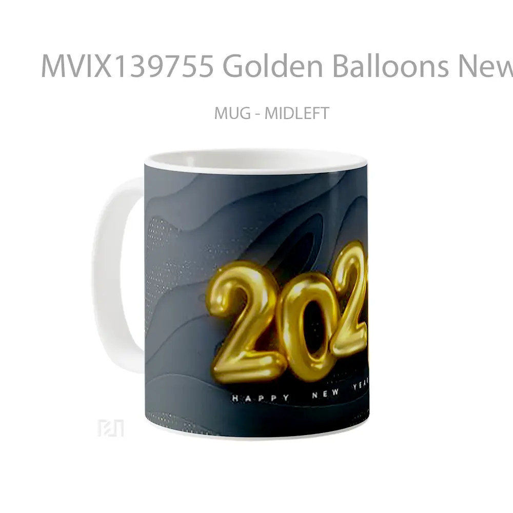 Mug Golden Balloons New Year 2021 Gelas Keramik Unik - All-side / Desain