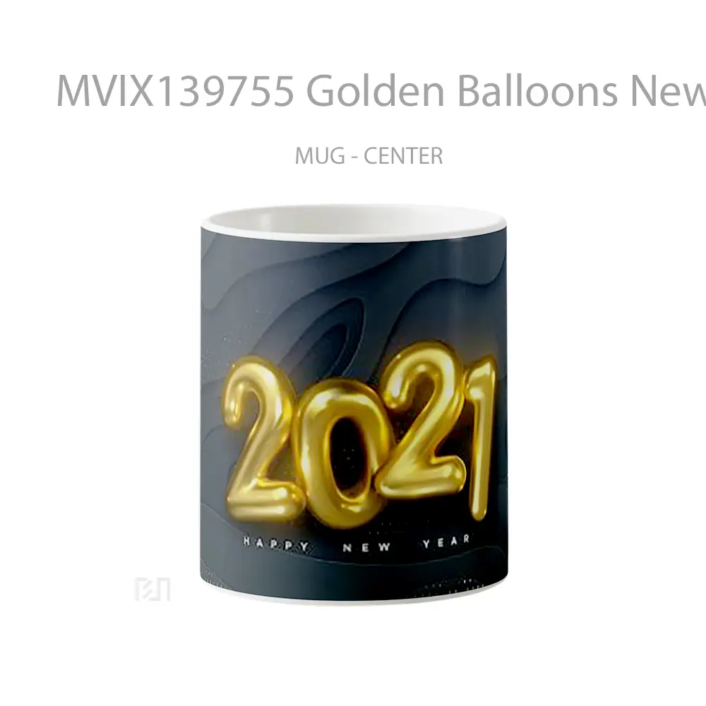 Mug Golden Balloons New Year 2021 Gelas Keramik Unik