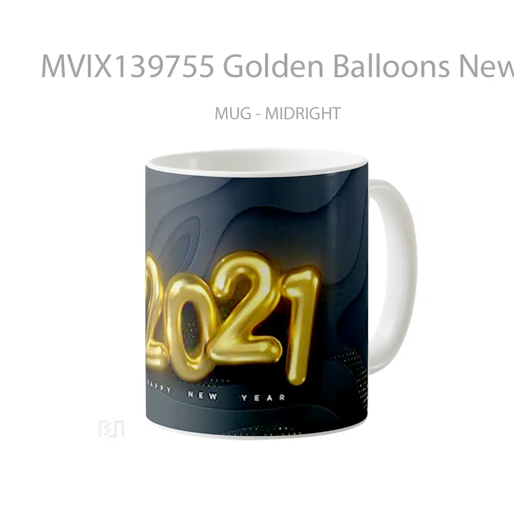 Mug Golden Balloons New Year 2021 Gelas Keramik Unik - All-side / Desain