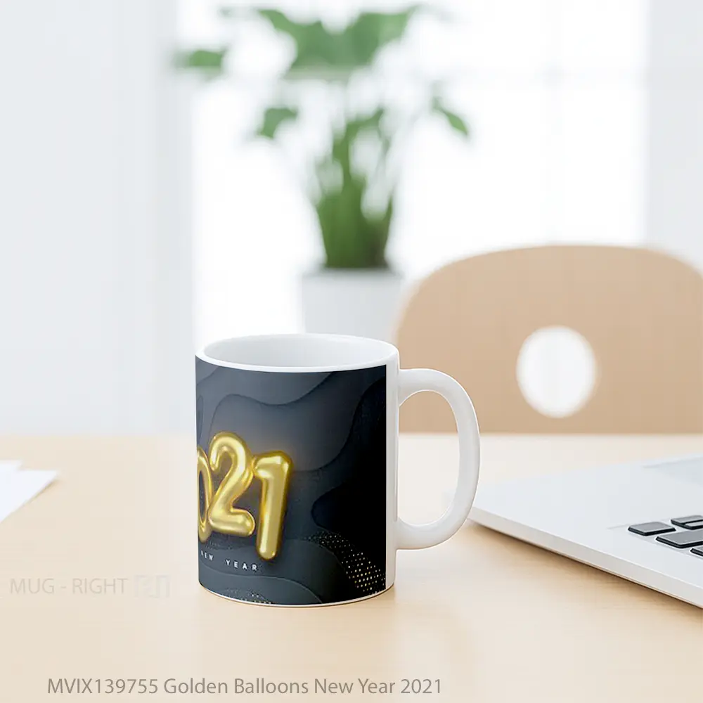 Mug Golden Balloons New Year 2021 Gelas Keramik Unik - All-side / Desain