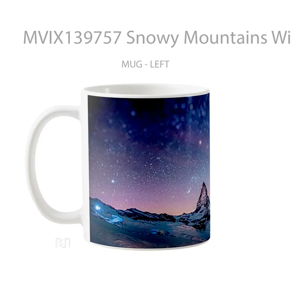 Mug Snowy Mountains With Spatial View Gelas Pemandangan Alam - All-side / Desain