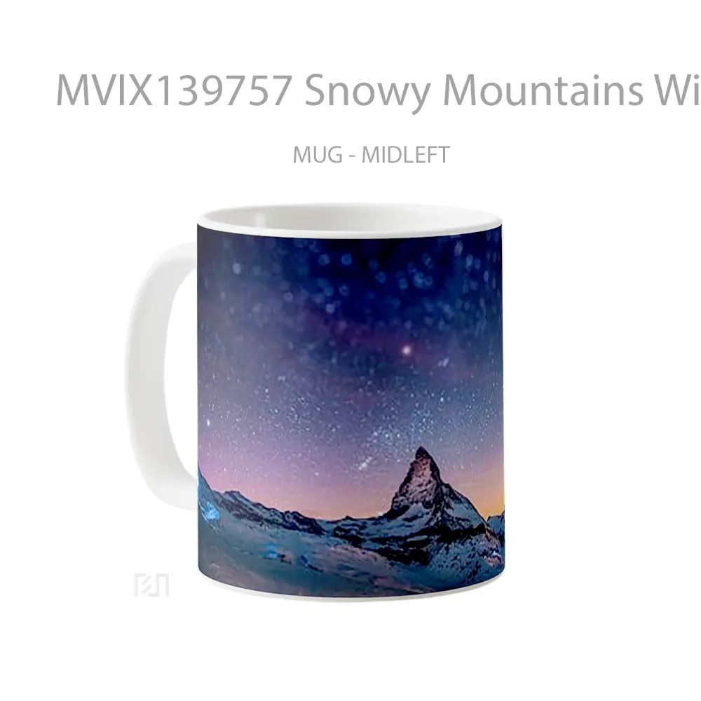 Mug Snowy Mountains With Spatial View Gelas Pemandangan Alam - All-side / Desain