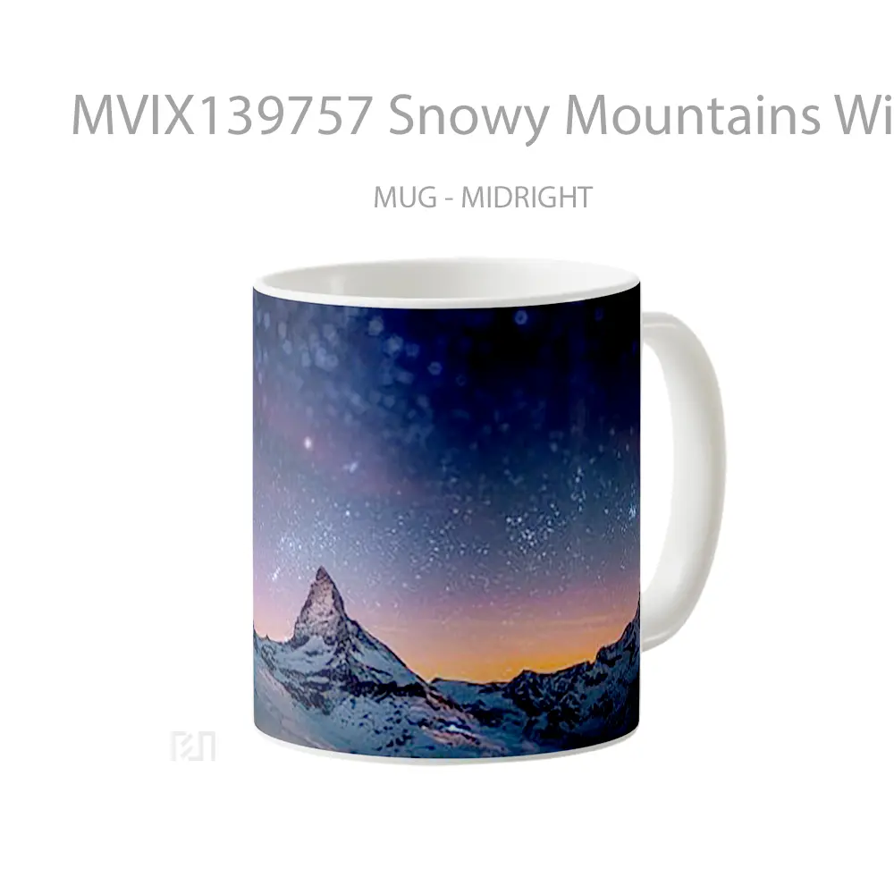 Mug Snowy Mountains With Spatial View Gelas Pemandangan Alam - All-side / Desain