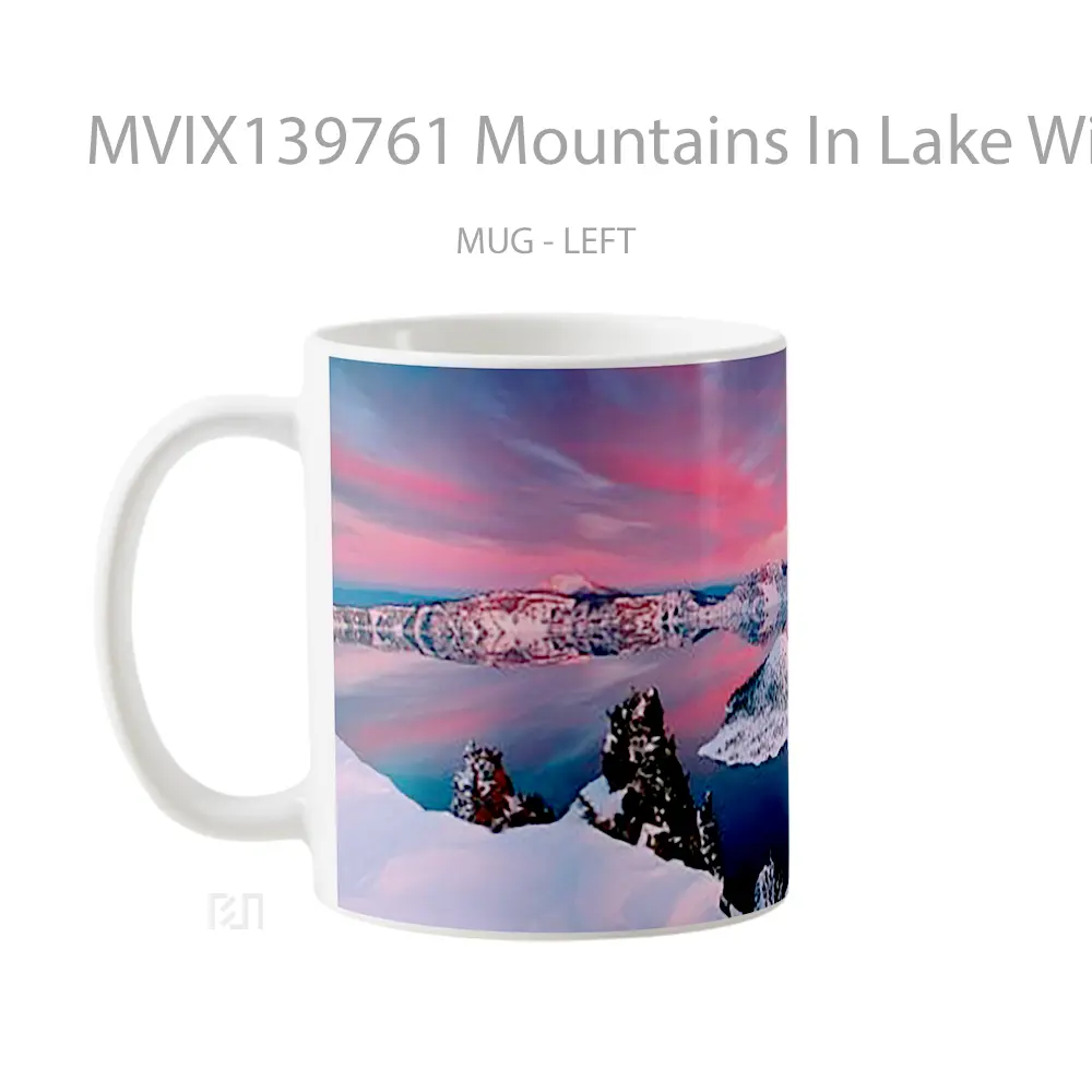 Mug Mountains In Lake With Snow Gelas Pemandangan Alam - All-side / Desain