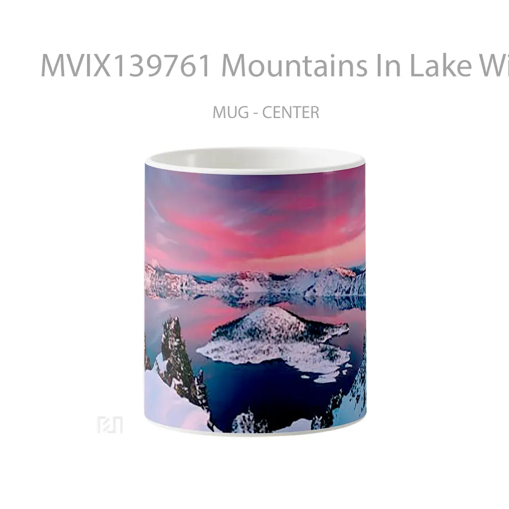 Mug Mountains In Lake With Snow Gelas Pemandangan Alam