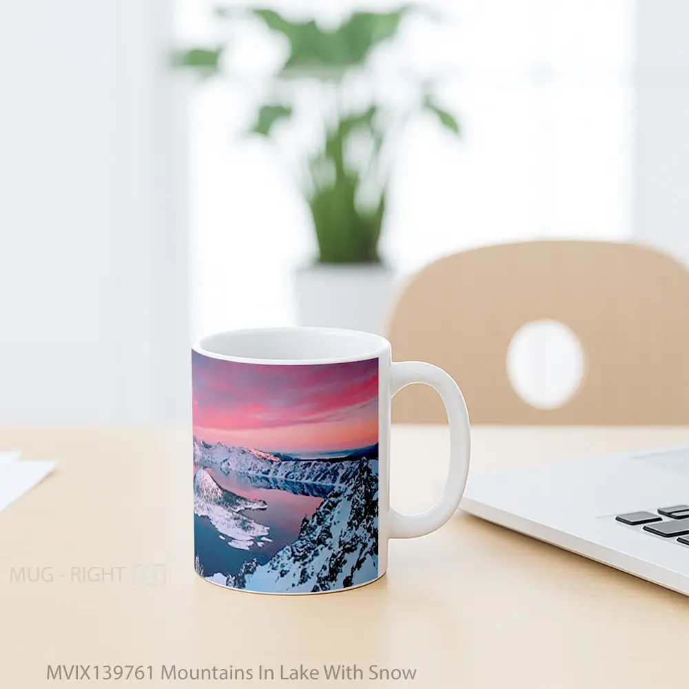Mug Mountains In Lake With Snow Gelas Pemandangan Alam - All-side / Desain