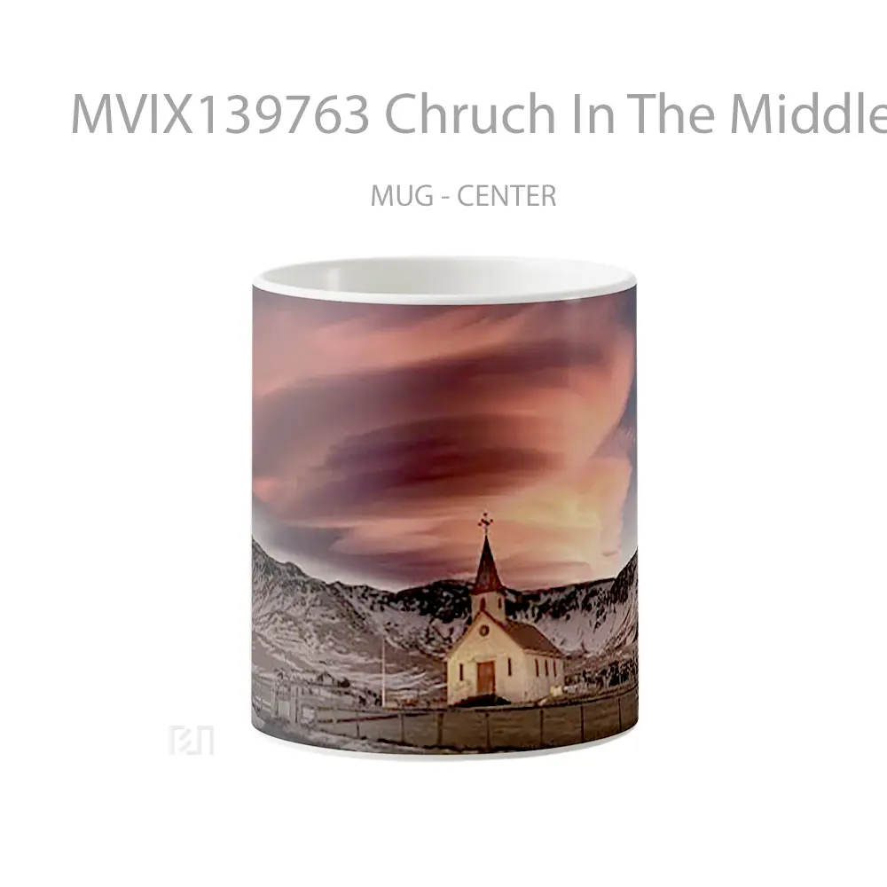 Mug Chruch In The Middle Of Mountains With Snow Gelas Pemandangan Alam