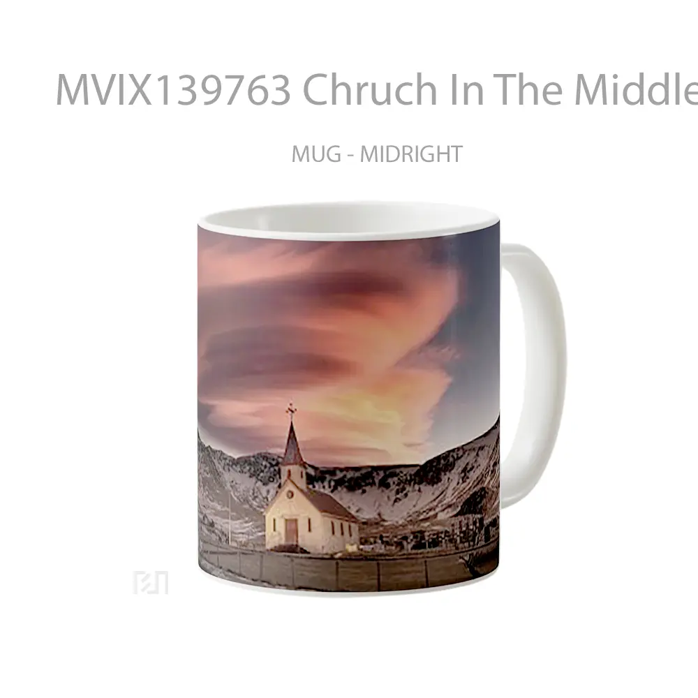 Mug Chruch In The Middle Of Mountains With Snow Gelas Pemandangan Alam - All-side / Desain