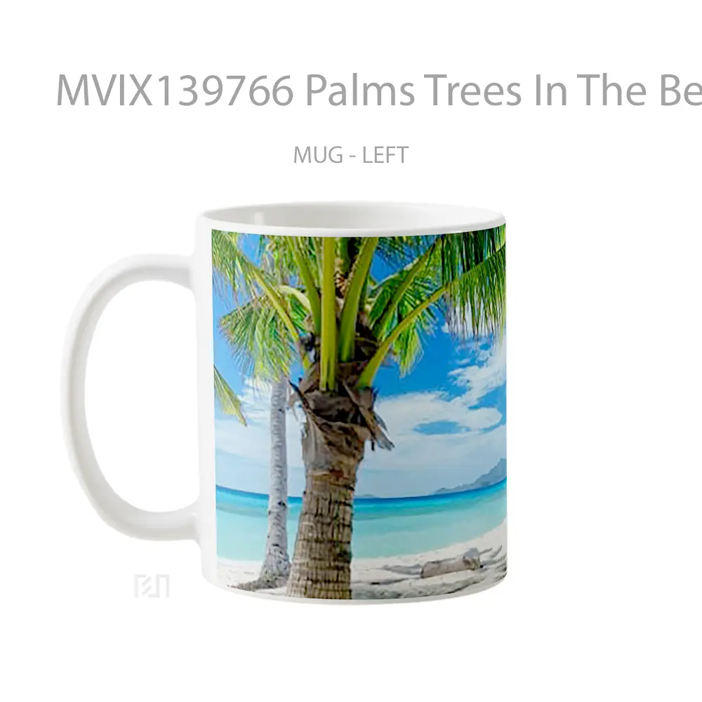Mug Palms Trees In The Beach With Blue Sky Gelas Pemandangan Alam - All-side / Desain