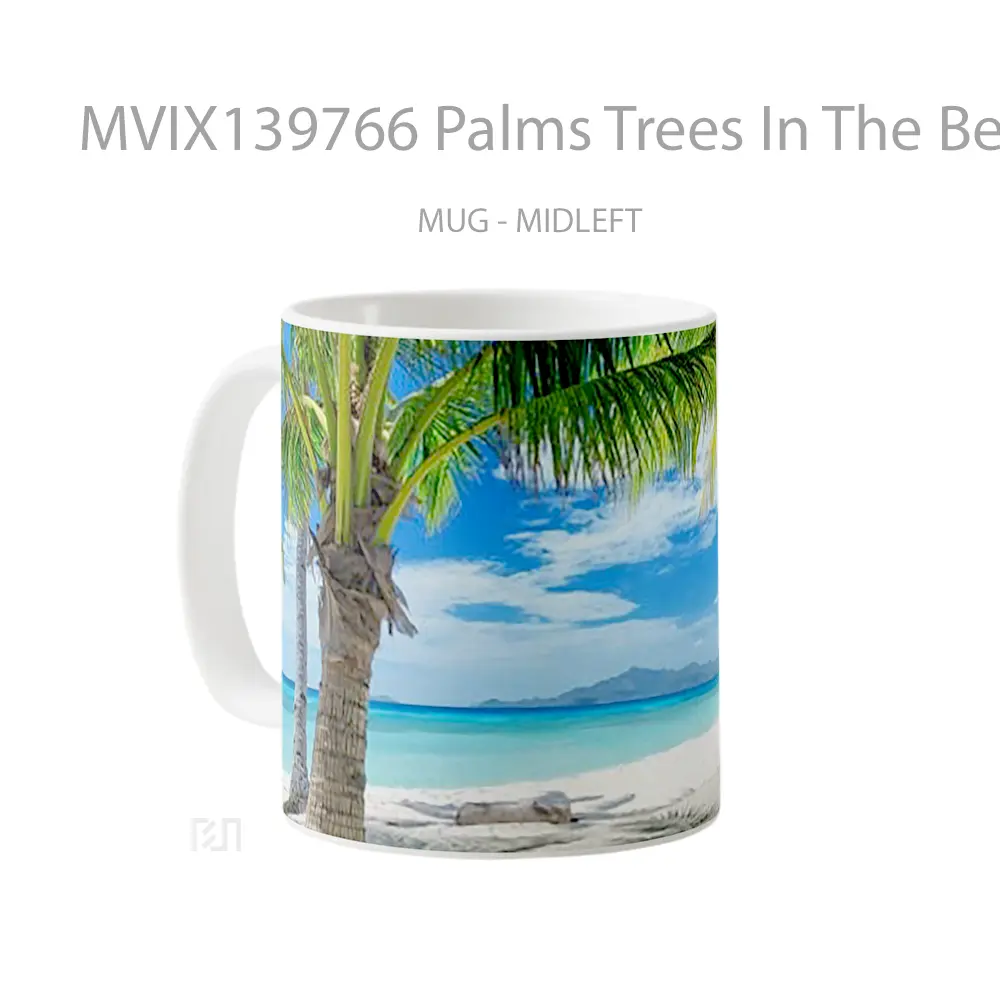 Mug Palms Trees In The Beach With Blue Sky Gelas Pemandangan Alam - All-side / Desain