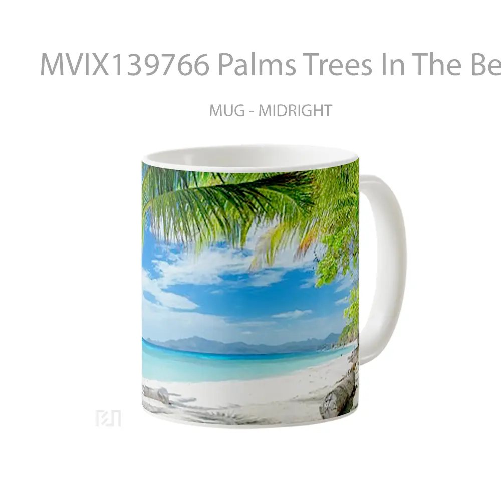 Mug Palms Trees In The Beach With Blue Sky Gelas Pemandangan Alam - All-side / Desain