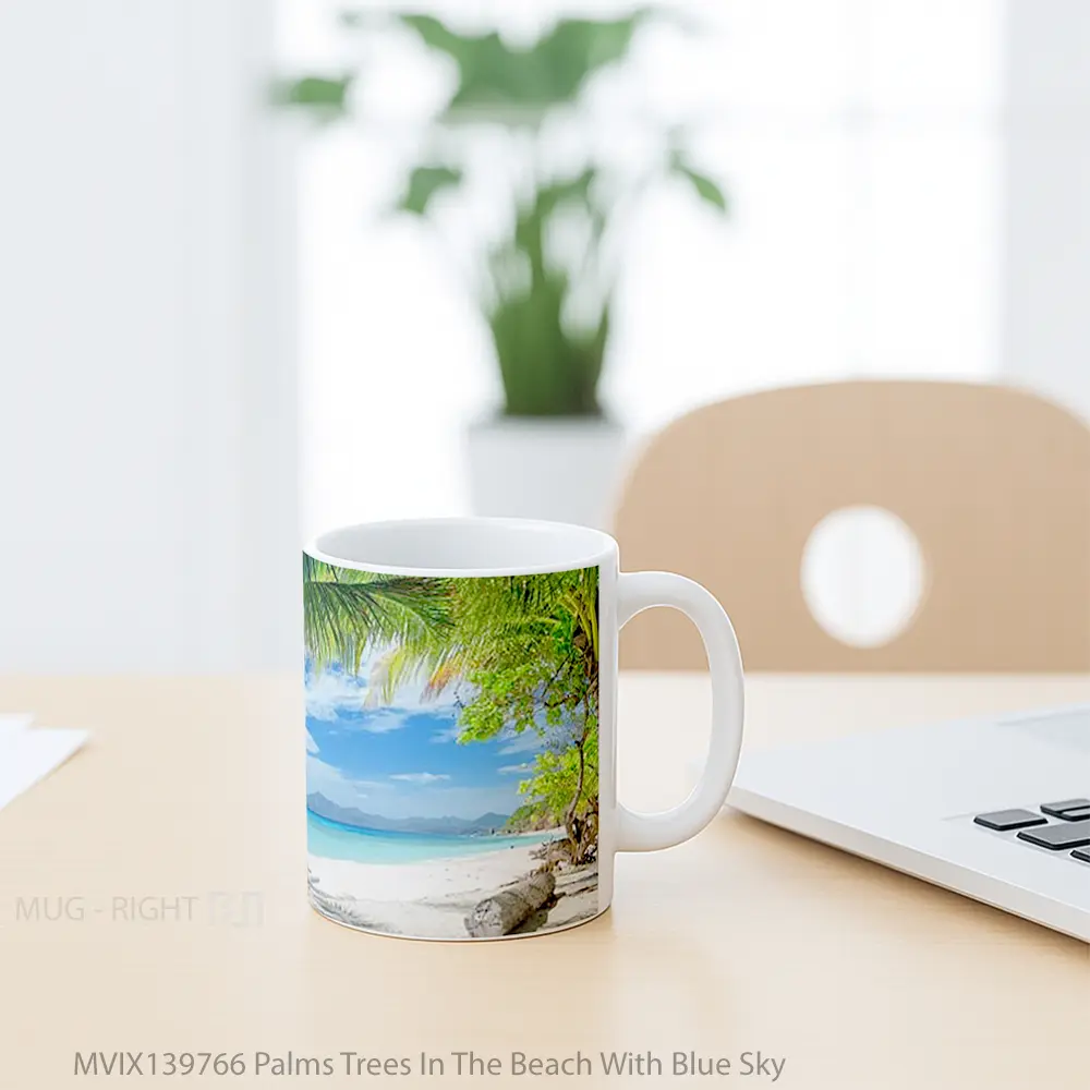 Mug Palms Trees In The Beach With Blue Sky Gelas Pemandangan Alam - All-side / Desain