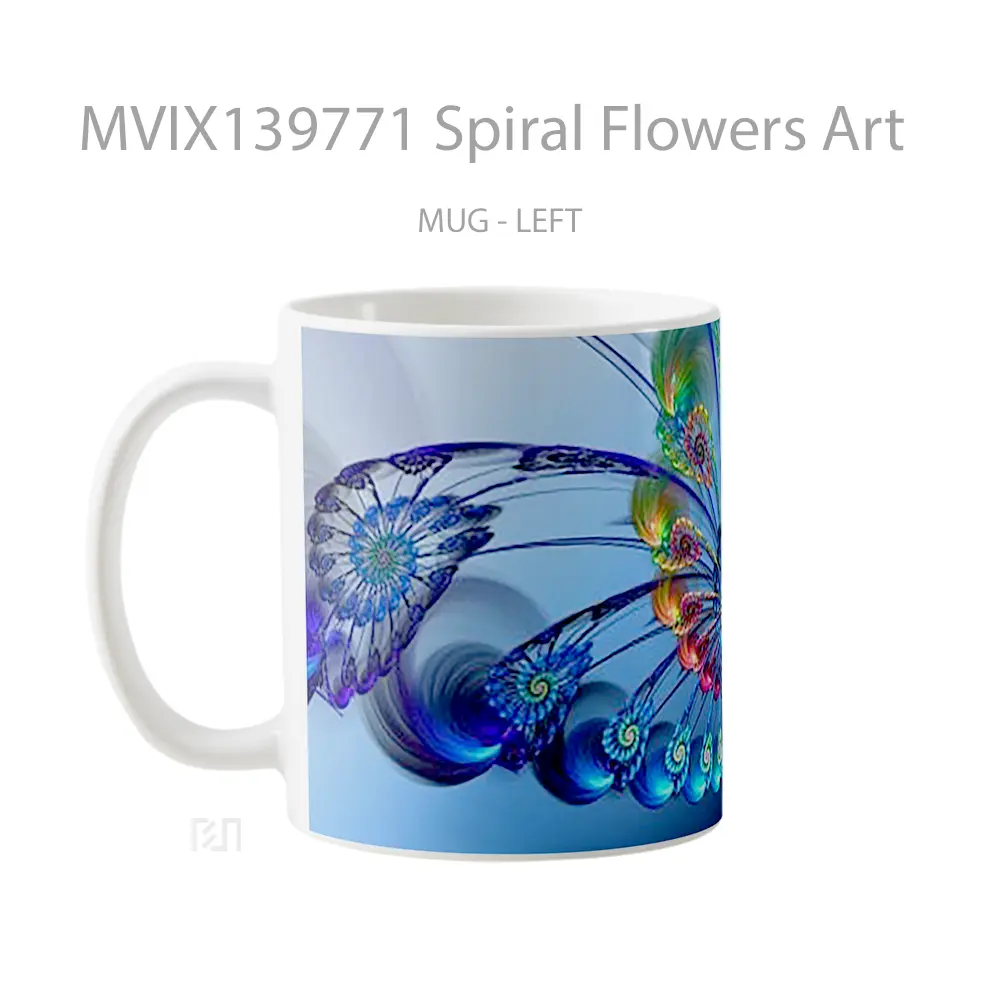 Mug Spiral Flowers Art Gelas Pemandangan Alam - All-side / Desain